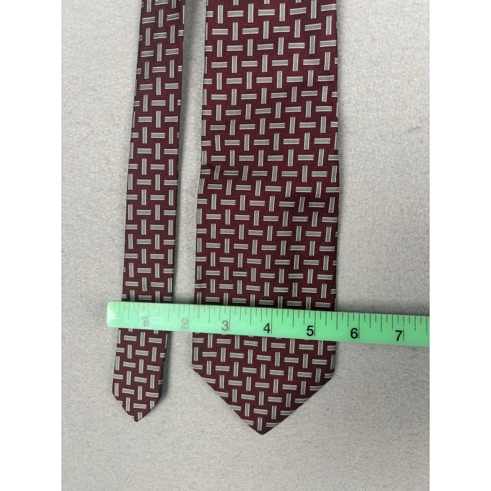 Lauren Ralph Lauren Tie Mens One Size Red Geometric Silk Hand Finished Made USA